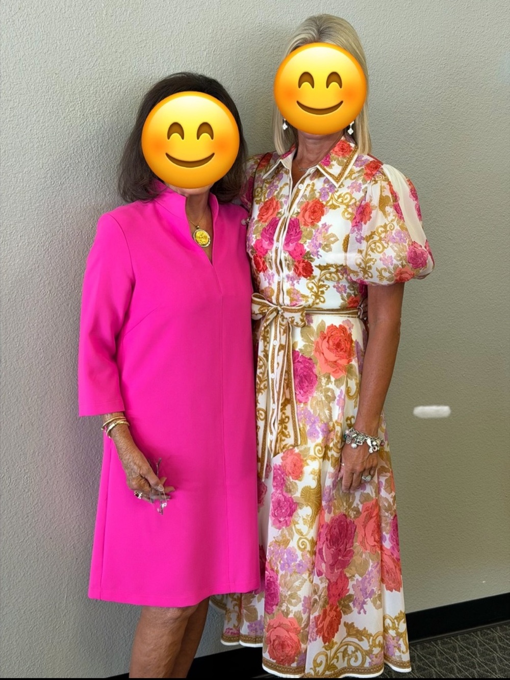 Flying Tomato White Floral Midi Dress with Pink & Gold Accents